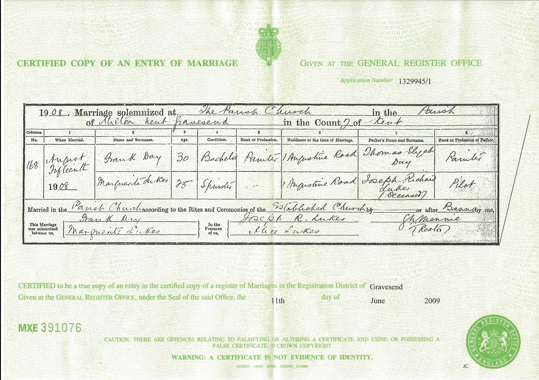Frank Day Marriage