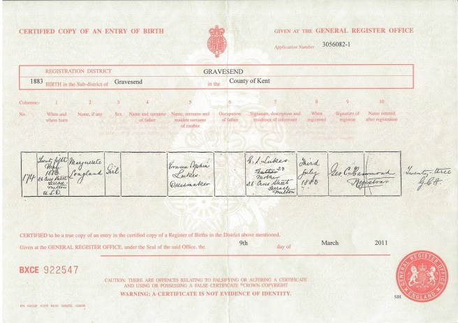 Marguerite Lukes Birth