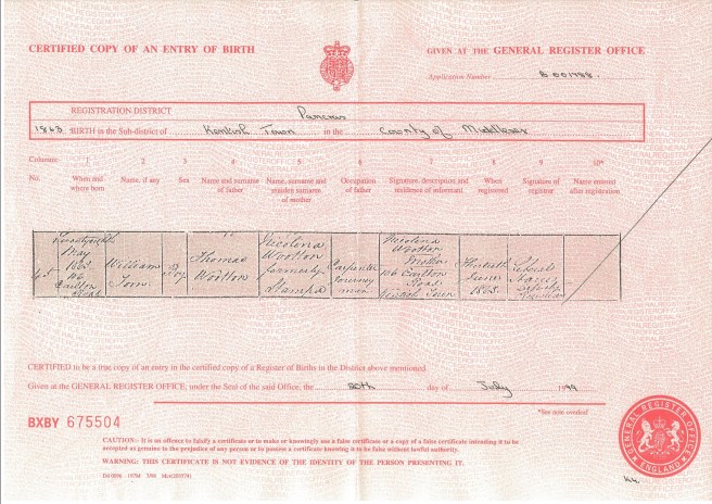 William Tom Wootton Birth