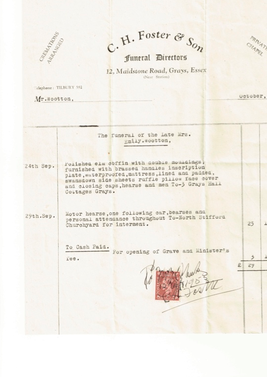 Funeral Note Emily Dodd Butterworth