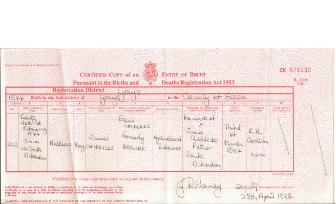 Matthew Chiddicks Birth