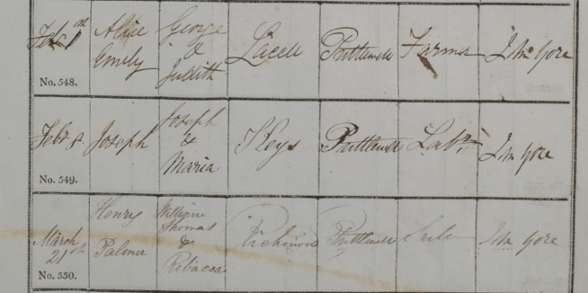 Joseph Keyes Baptism 1852