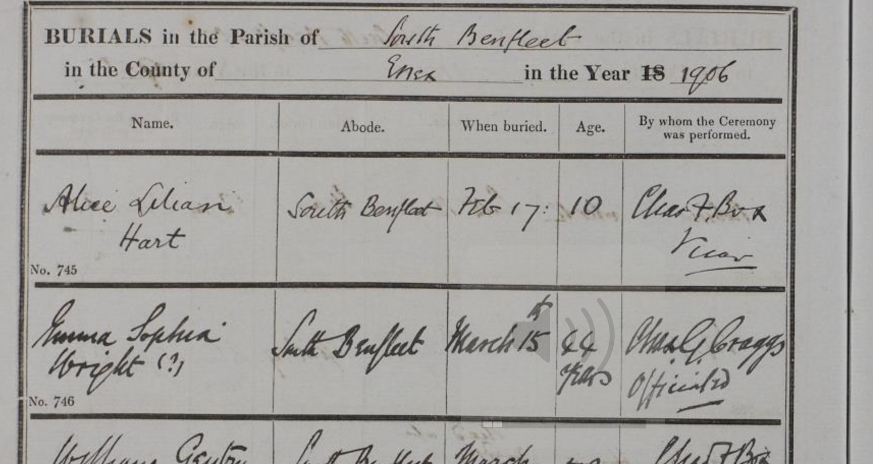 Emma Sophia Lukes Burial