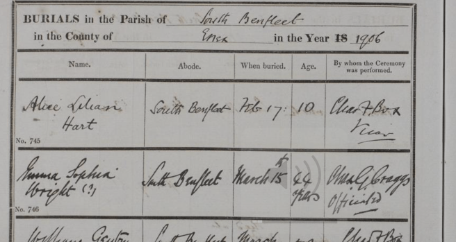 Emma Sophia Lukes Burial