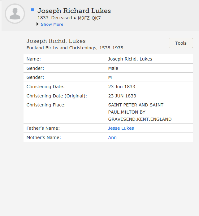 Joseph Richard Lukes Baptism
