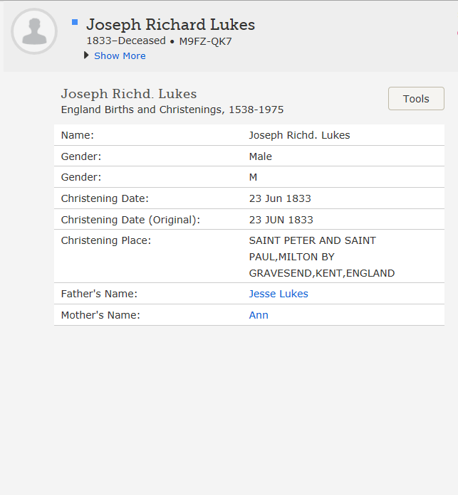 Joseph Richard Lukes Baptism