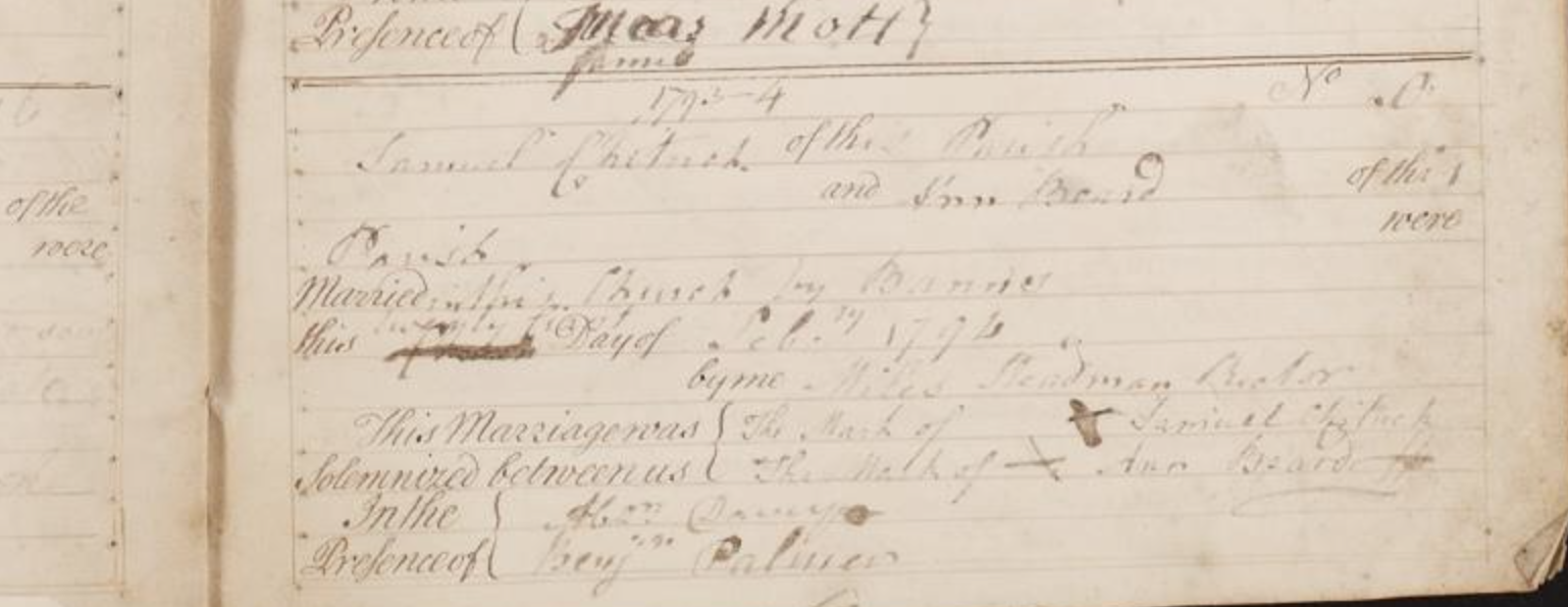Samuel Chiddicks Ann Beard Marriage 3