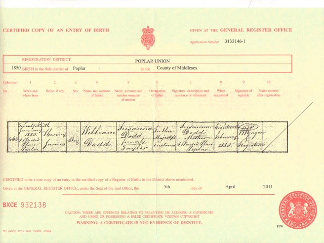 Henry James Dodd Birth