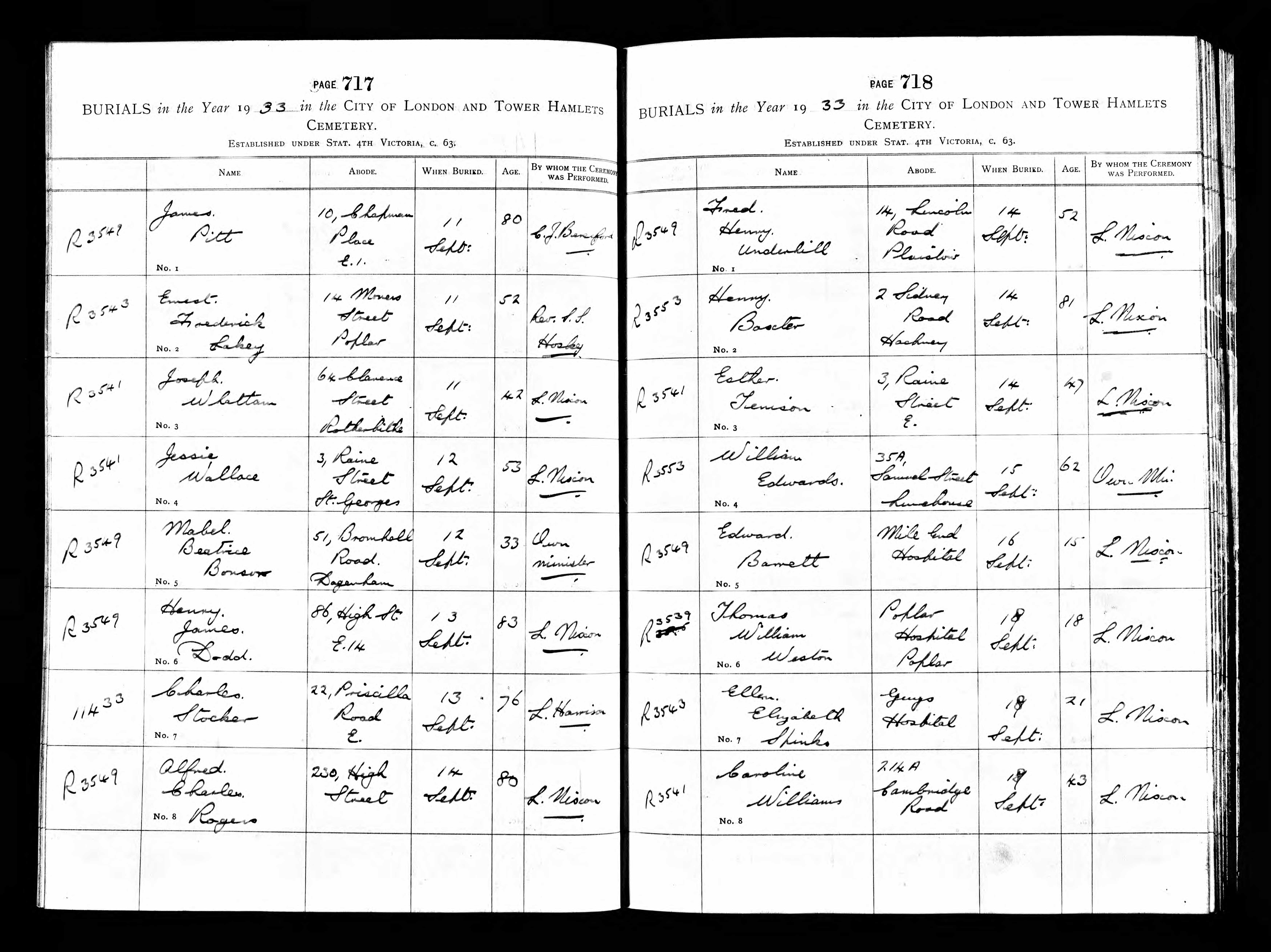 Henry James Dodd Burial