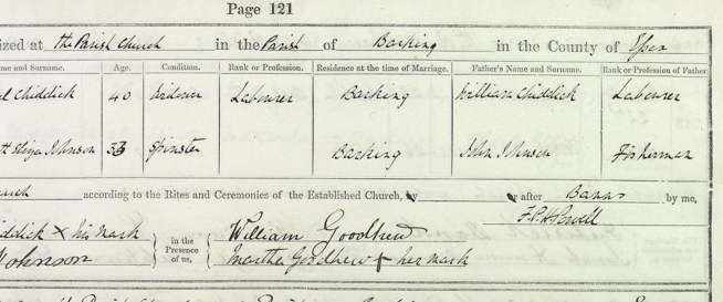 Samuel Chiddicks Elizabeth Johnson Marriage 2