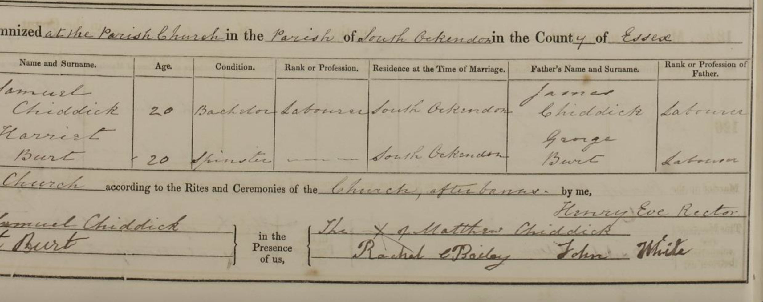 Samuel Chiddicks Harriet Burt Marriage 2