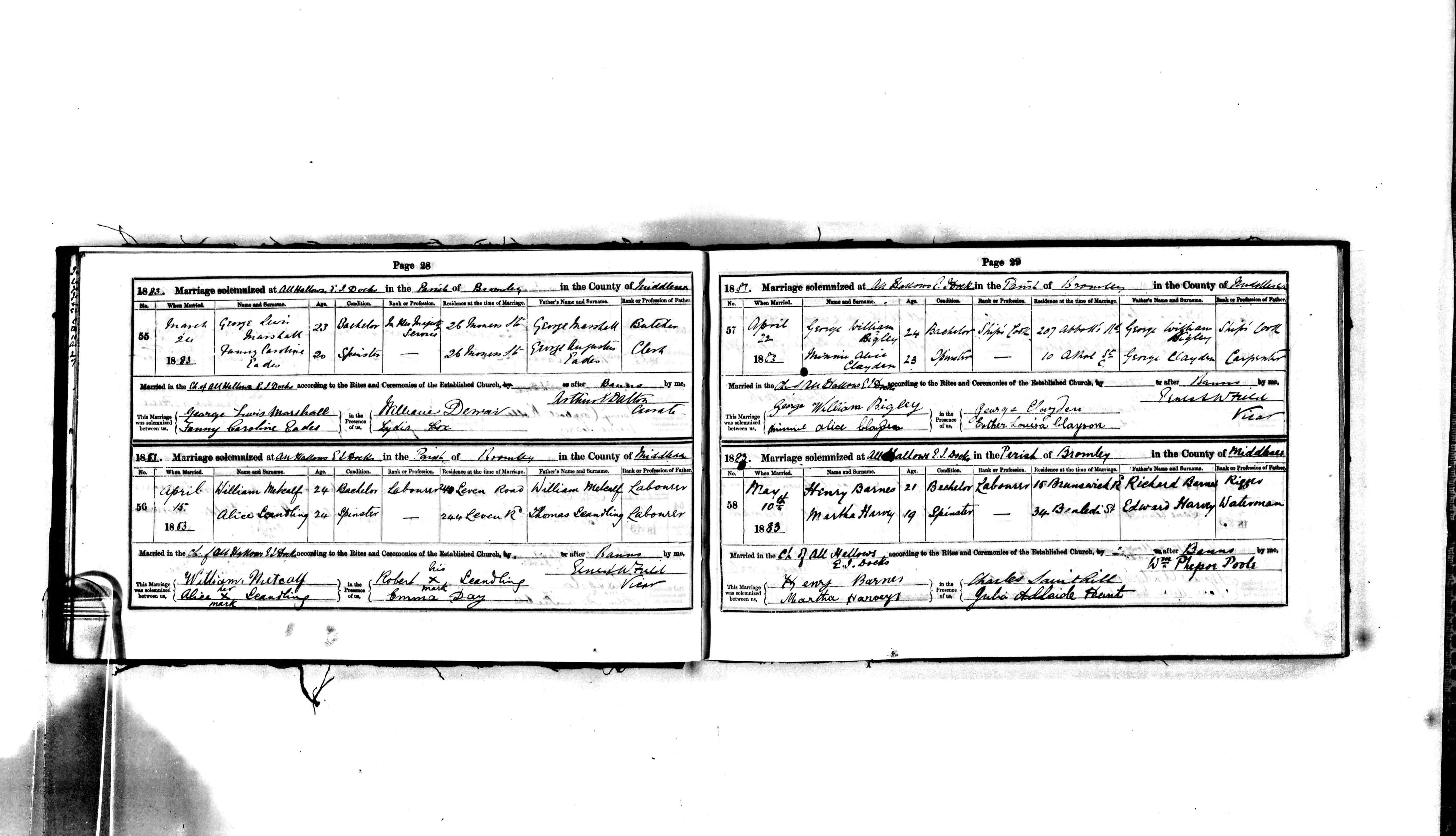 Henry Barnes Marriage Martha Harvey 2