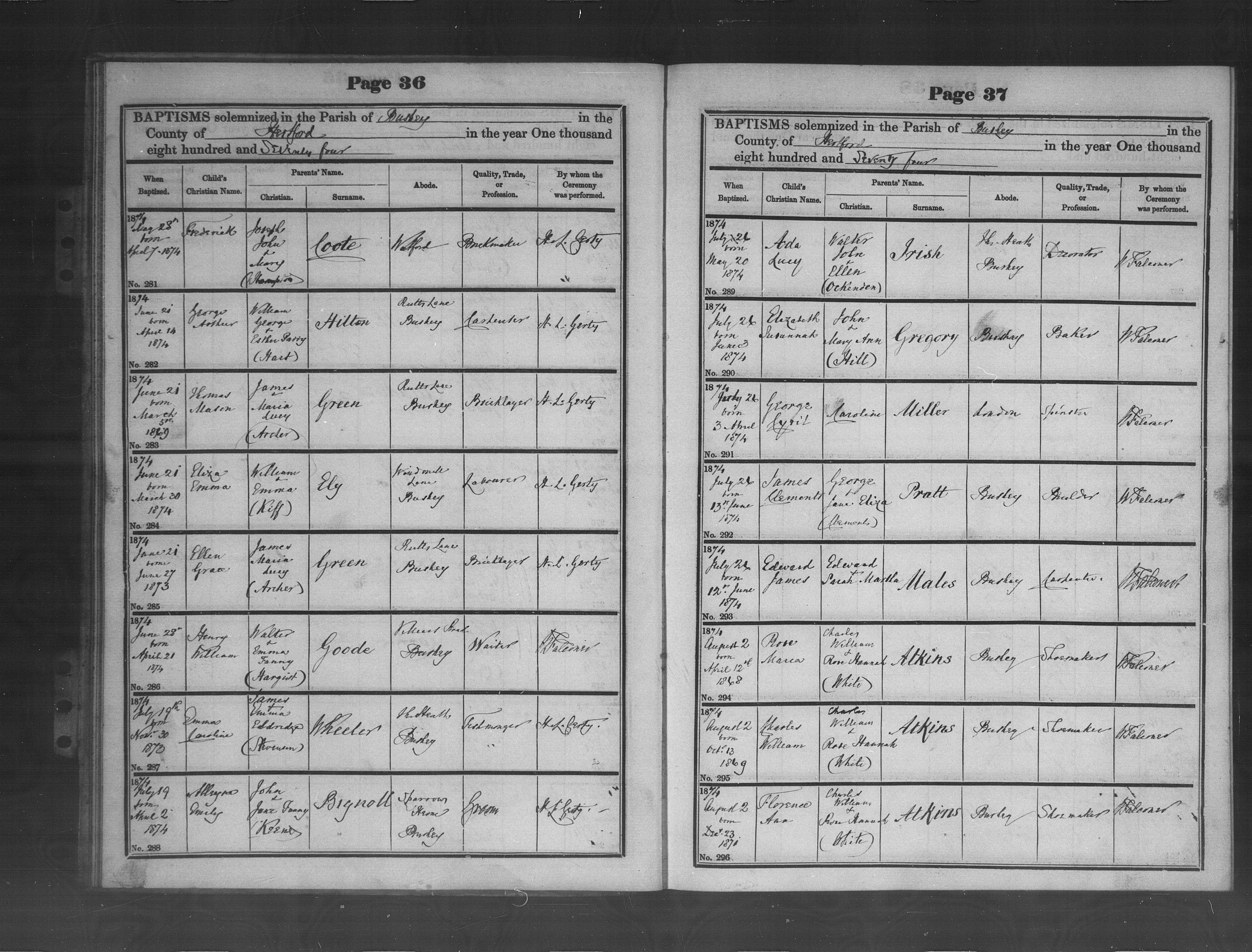 Henry William Goode Baptism 1874