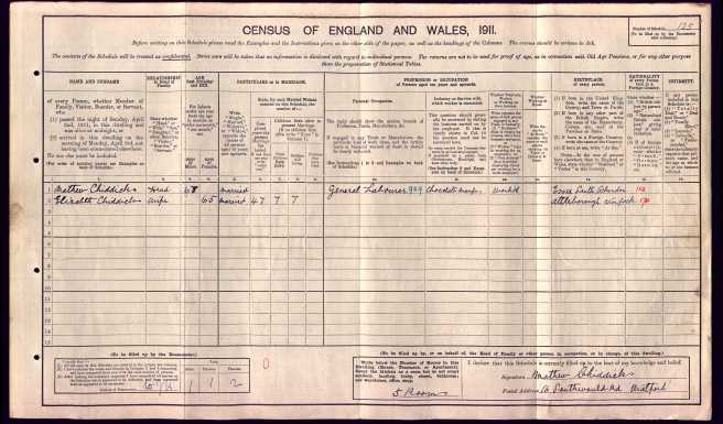 Elizabeth Lake Census Return 1911