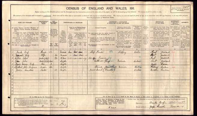 Marguerite Lukes Census Return 1911