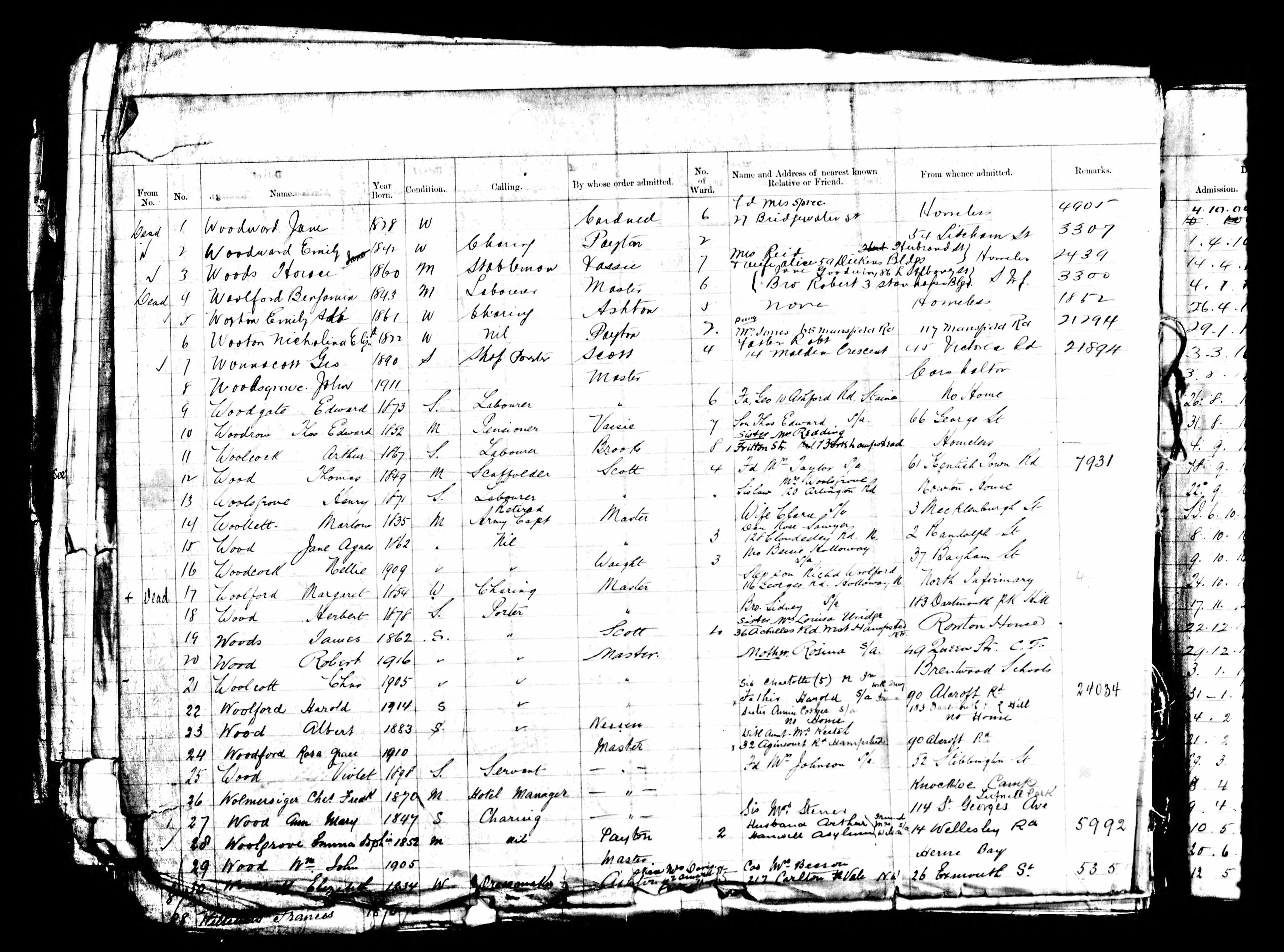 Nicolina Elizabeth Stampa Workhouse Admission