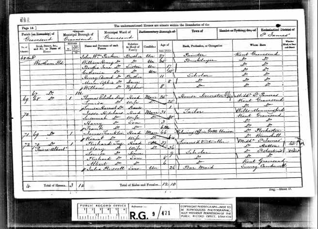 Thomas Elisha Day Census Return 1861