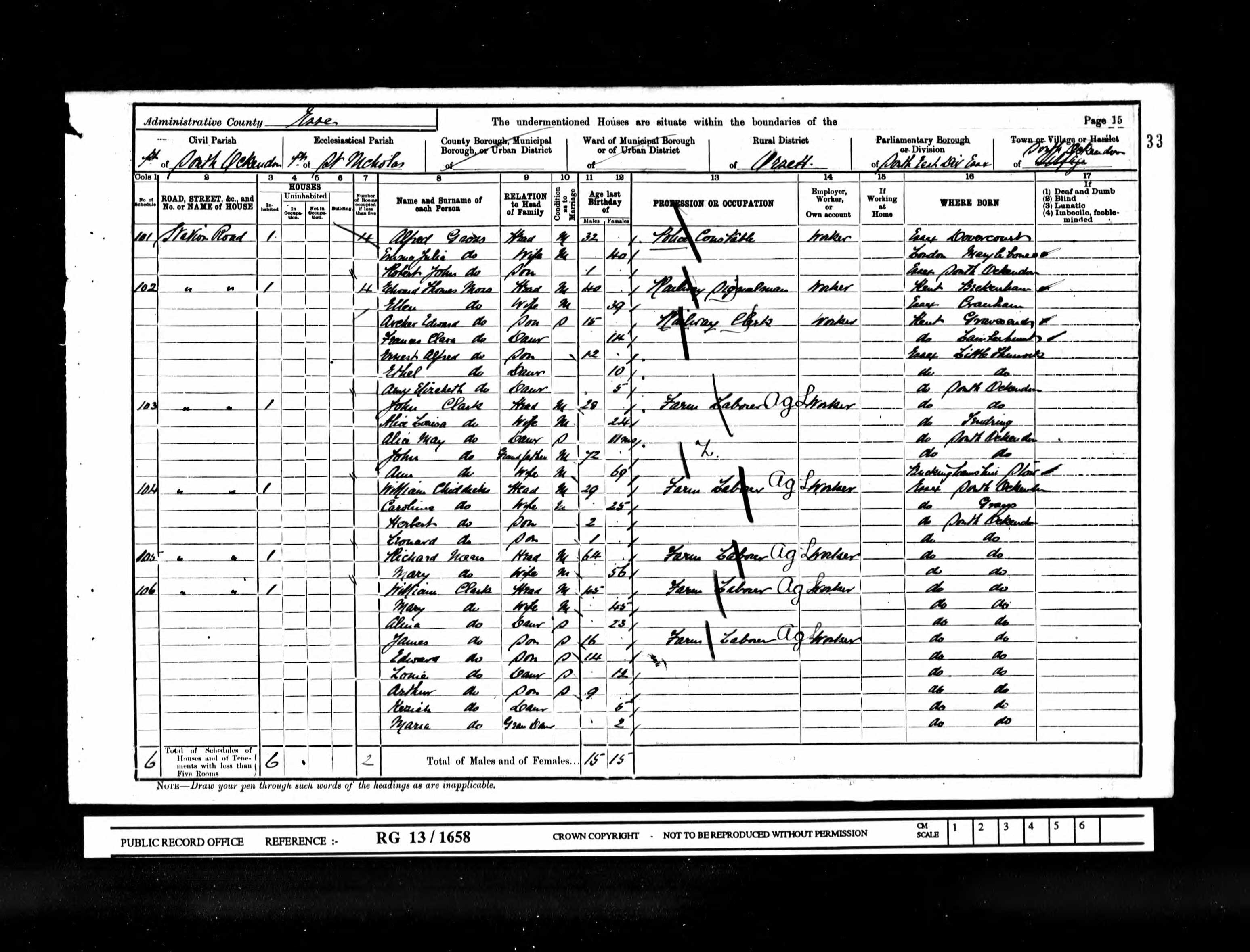 William Chiddicks Census Return 1901