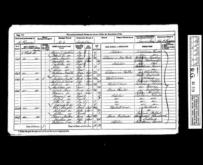 William Tom Wootton Census Retun 1871