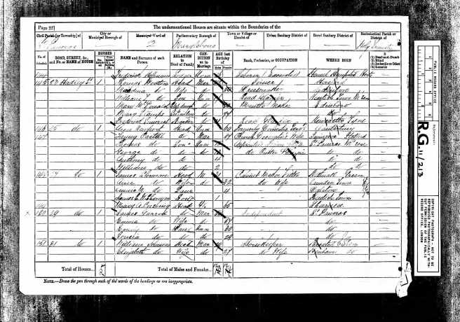 William Tom Wootton Census Retun 1881