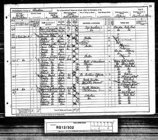Henry James Dodd Census Returns 1891