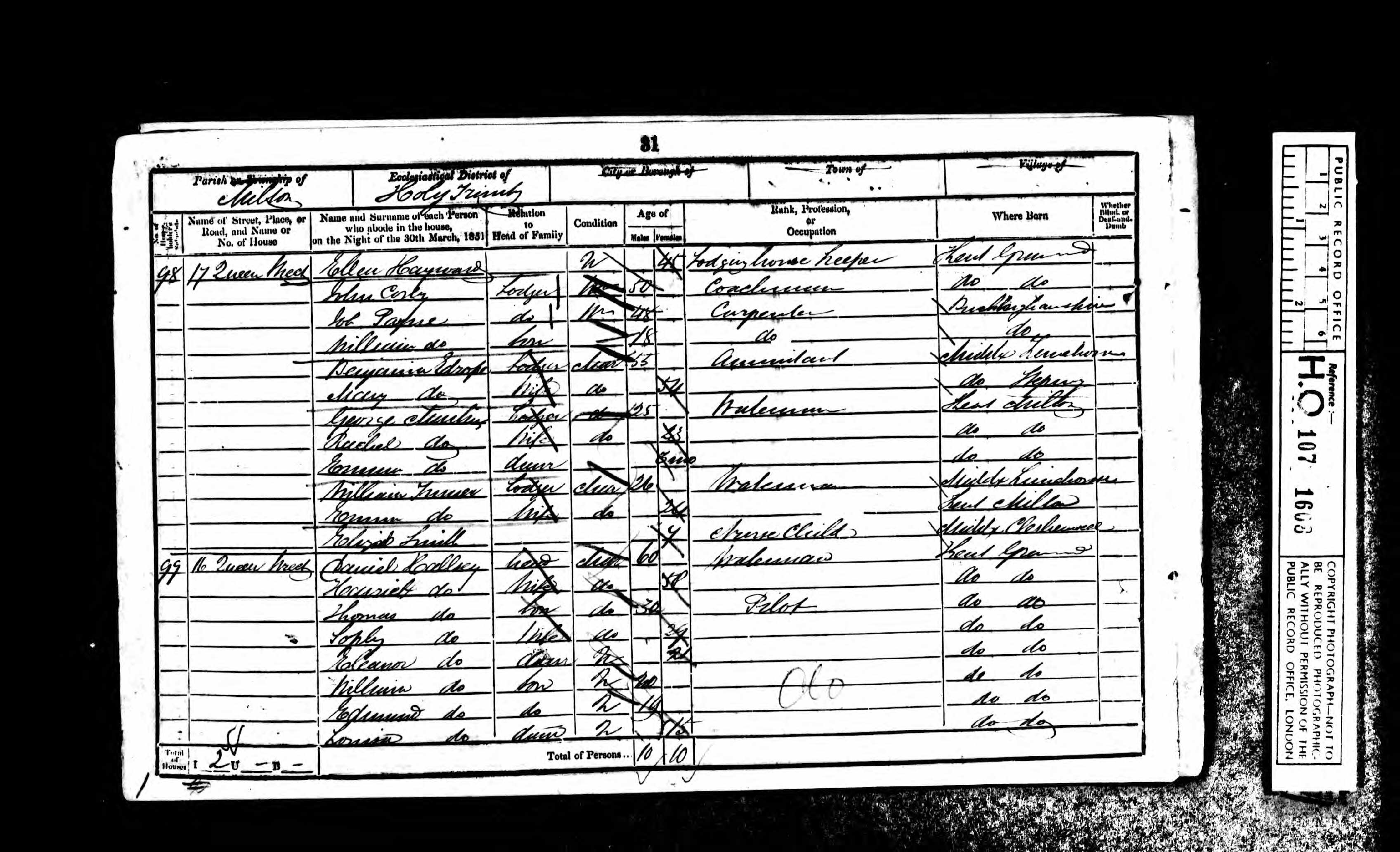 Louisa Hallsey Census Returns 1851
