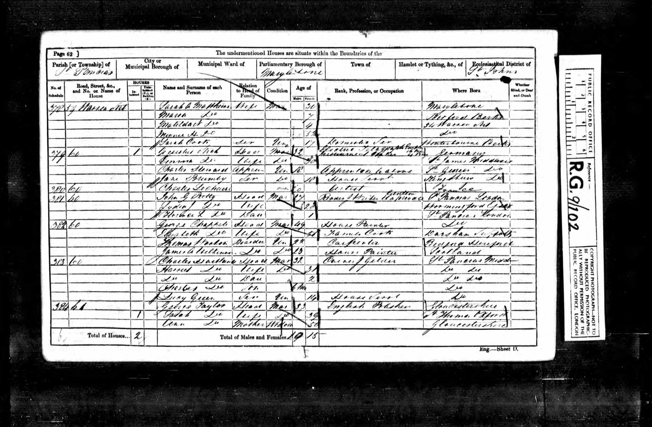 Thomas Wootton Census Return 1861