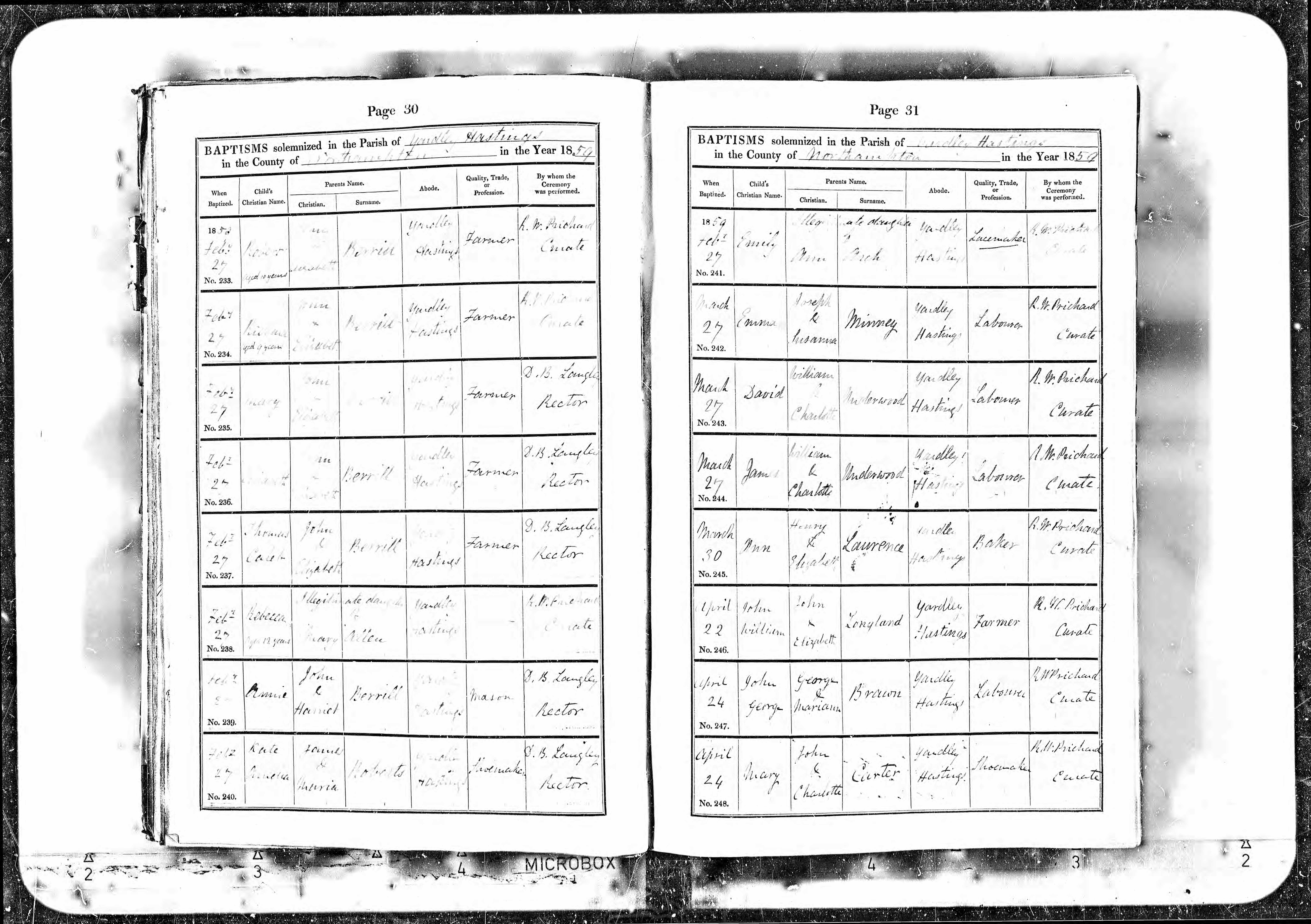 John William Longland Baptism