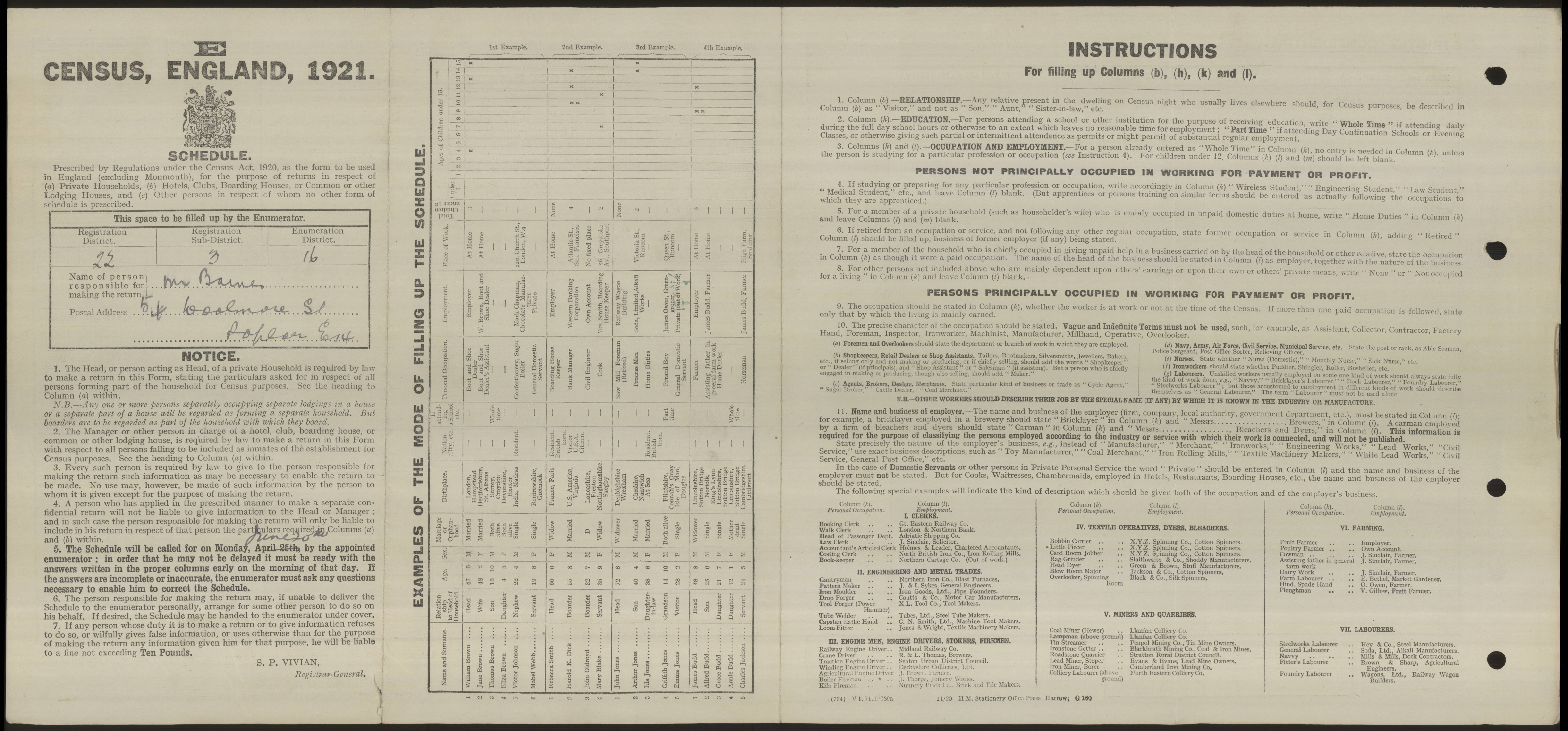 Henry Barnes 1921 Census Address