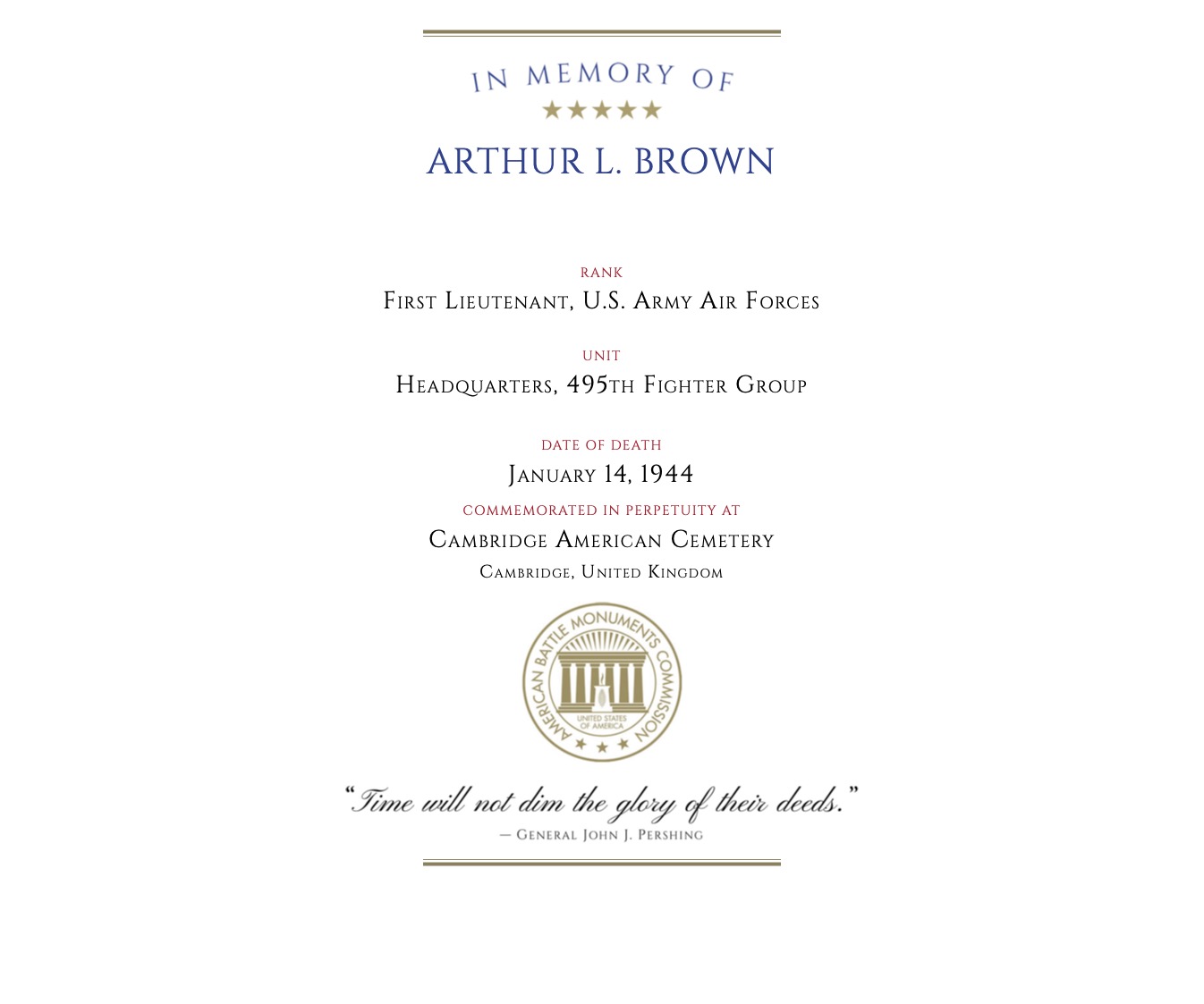 ABMC War Dead Certificate