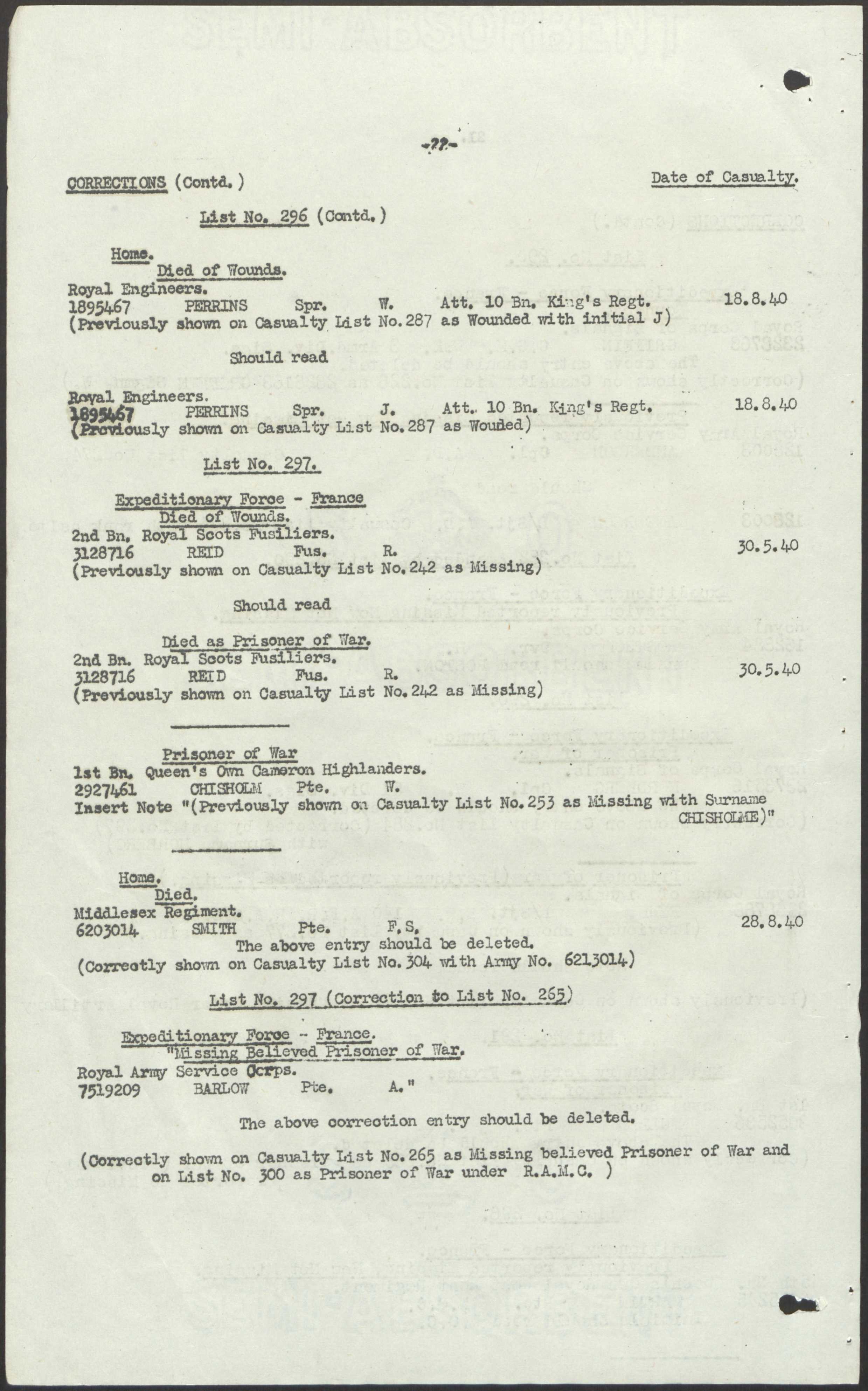 John Perrin Military Record 2