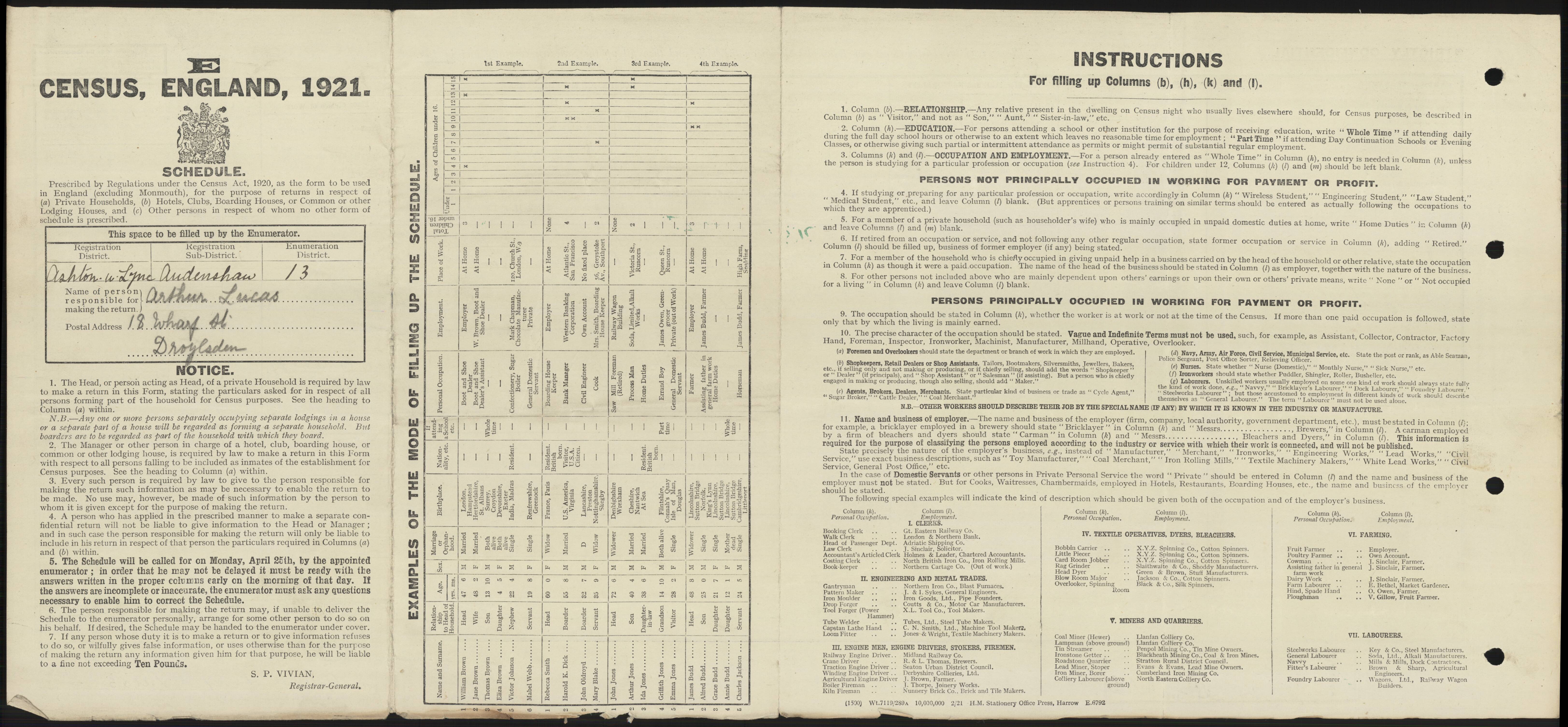 George Lucas 1921 Census Address