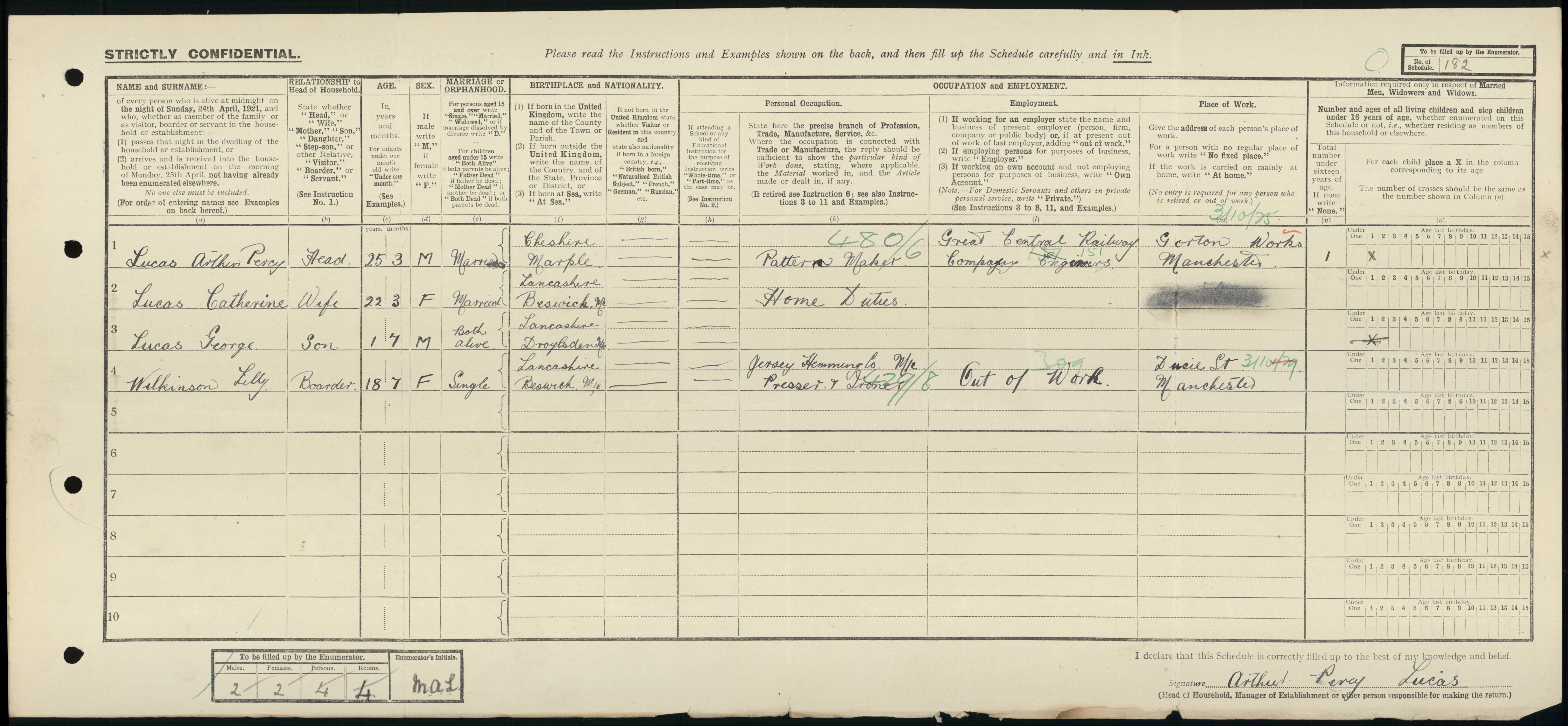 George Lucas 1921 Census