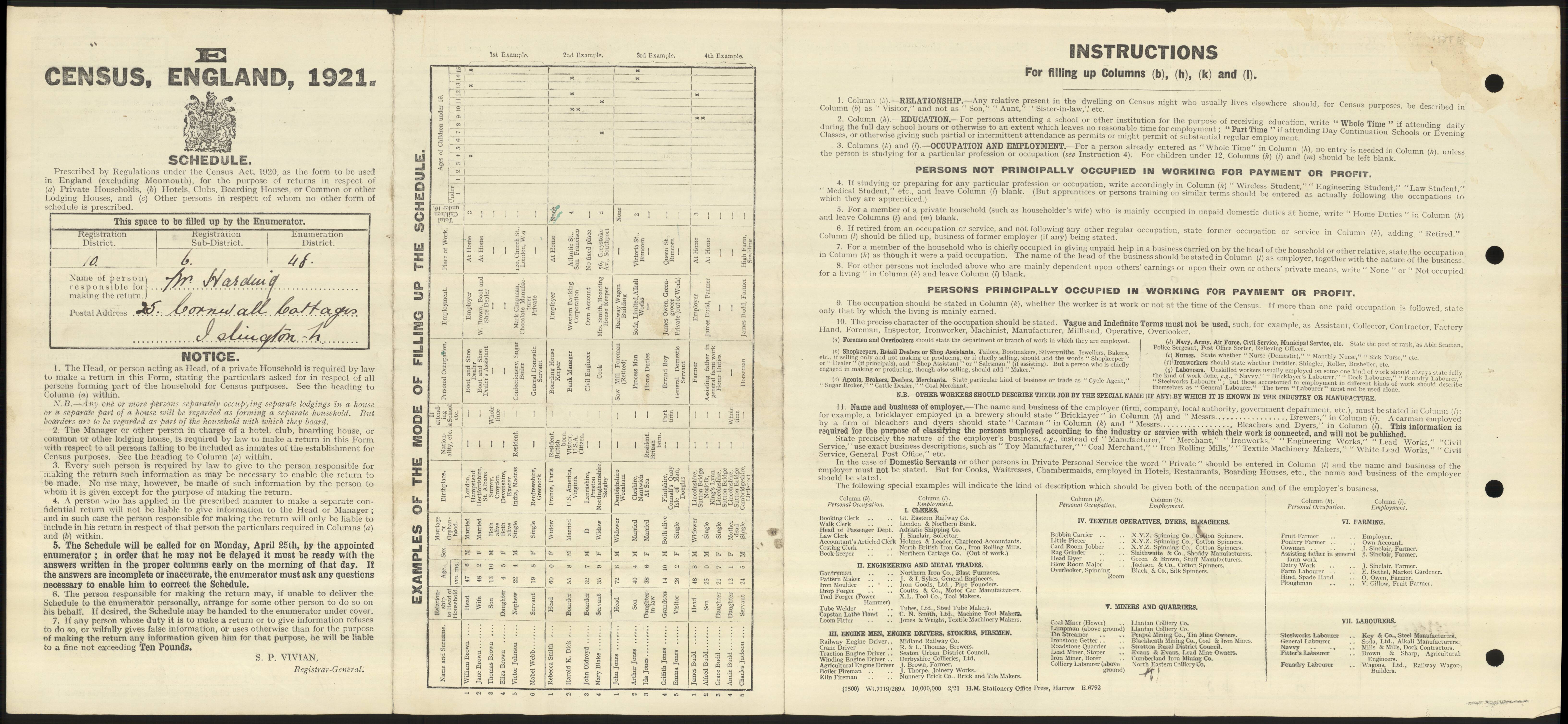 1921 Census Harding Address